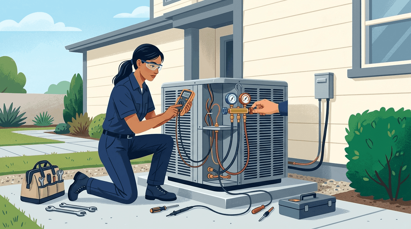 Illustration of an HVAC maintenance checklist