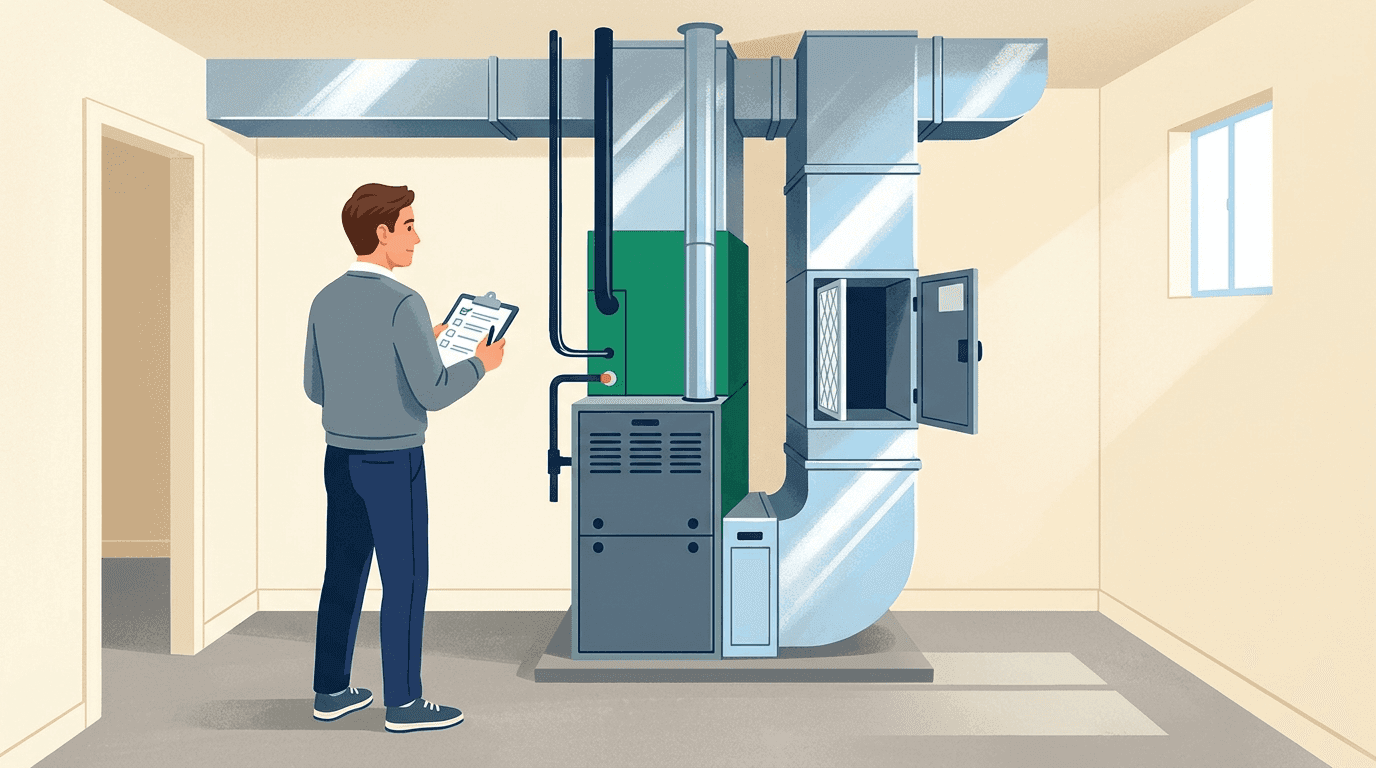 Illustration of planning an HVAC service visit and home comfort needs